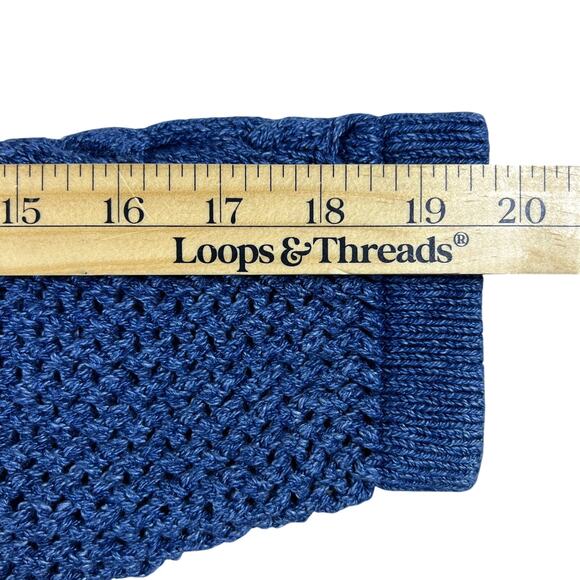 Vintage Blue Willi’s Denmark Cardigan S | Indigo Cotton 90s Fisherman Cable Knit - Picture 15 of 16